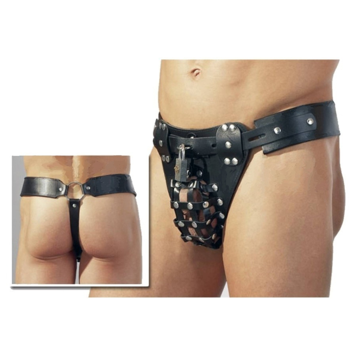 Men's Chastity Underwear - Vegan Leather Cock Cage