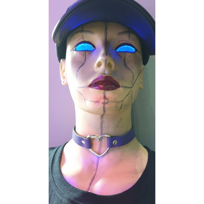 Δερμάτινο Χειροποίητο Κολάρο Row Heart Fitting Choker (Βιολετί) - BULLET69