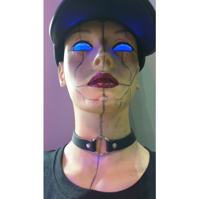 HANDMADE SMALL RING LEATHER CHOCKER 