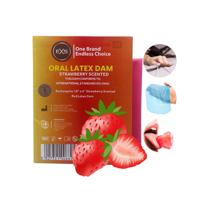 EXS Scented Oral Dams Strawberry Enhance Your Safety & Pleasure Dental 1pcs