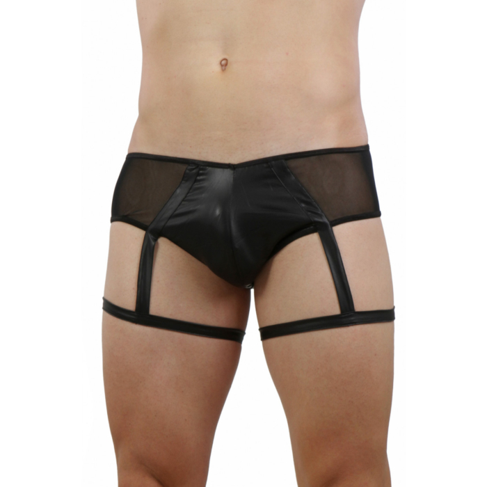 Wetlook brief with thigh ties Black