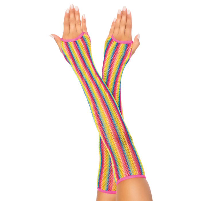 Rainbow net arm warmers