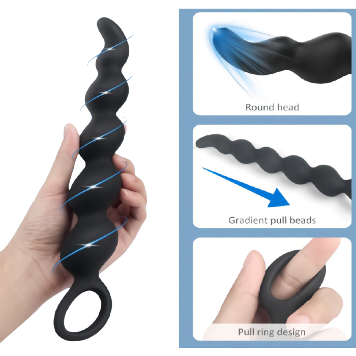 Πρωκτικές Μπίλιες Σιλικόνης Anal Beads Heavy Revis 27 cm - Μαύρες