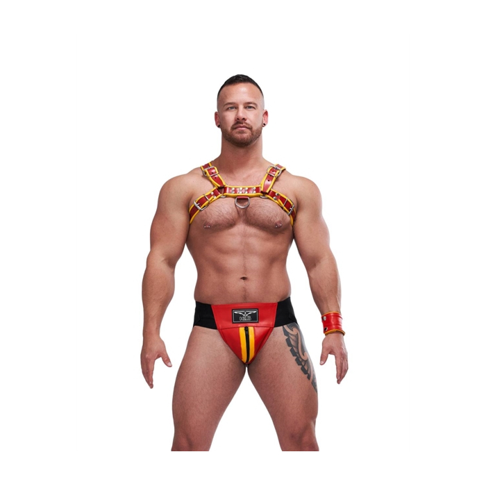 Mister B Leather Circuit Jockstrap - Red Yellow
