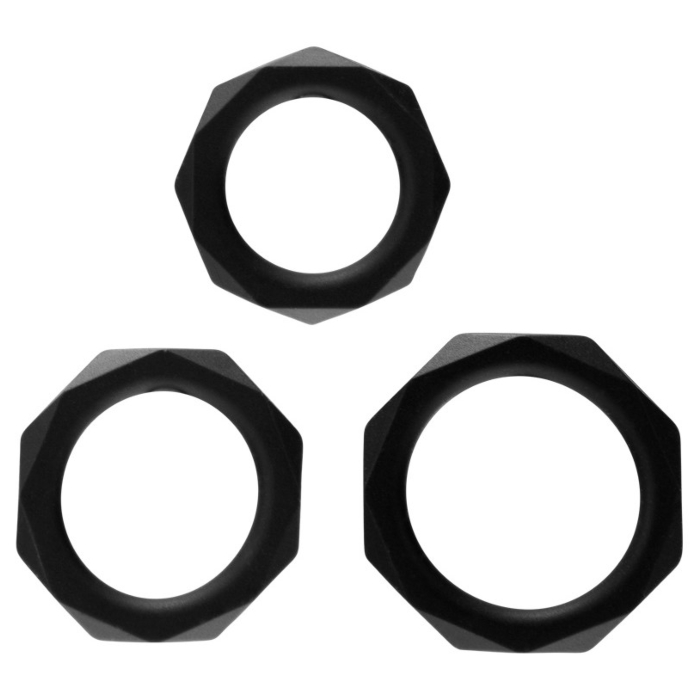 Rock Rings The Cocktagon lll 3 Pack Black
