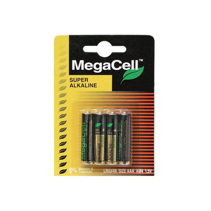 Batteries Alkaline mini AAA MEGACELL 4 p-1.5V