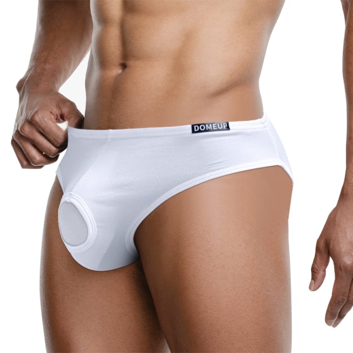 Men's Underwear with U-Pouch Design Open Front & Back Briefs White