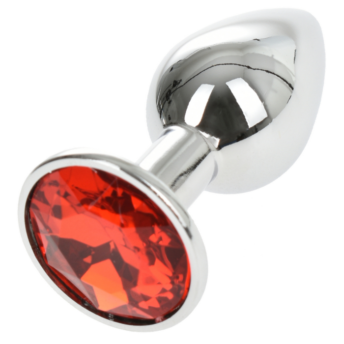 Μικρή Μεταλλική Πρωκτική Σφήνα Red Gemstone