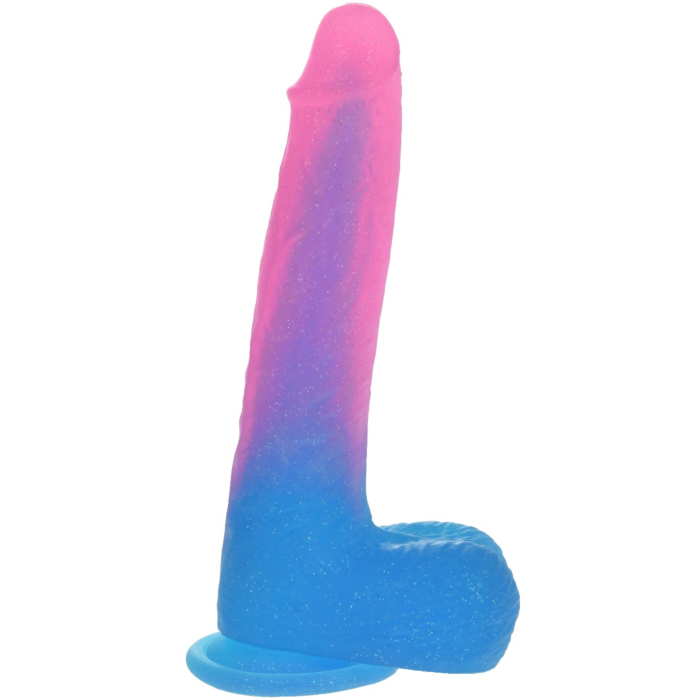 Ρεαλιστικό Ομοίωμα Πέους Glitter Liquid Silicone Dildo 22 cm - Ροζ / Μπλε