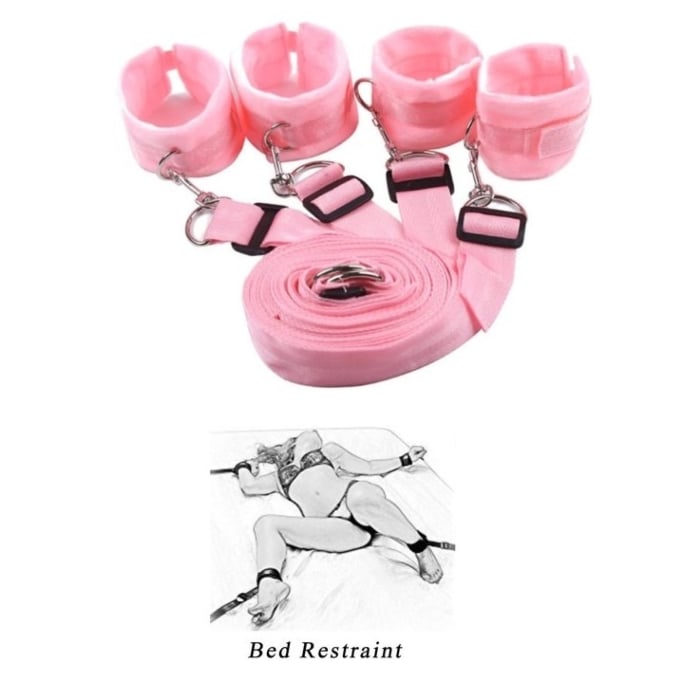 Bed Restraint Set Hands And Feet For Bed Pink
