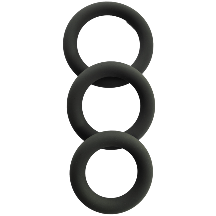 3 Δαχτυλίδια Πέους Σιλικόνης Cock Rings Set (Μαύρα) - Guilty Toys