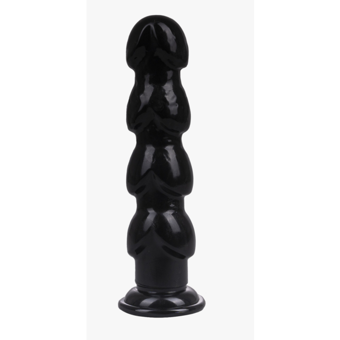 Beaded John dildo, PVC, Black, 23 cm