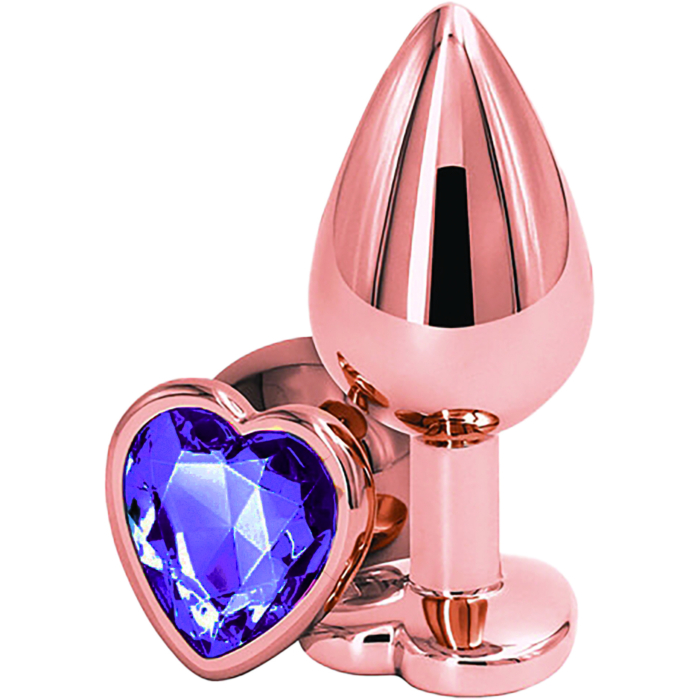 Brilliant Anal Plug Small, Rose Gold, Purple Stone