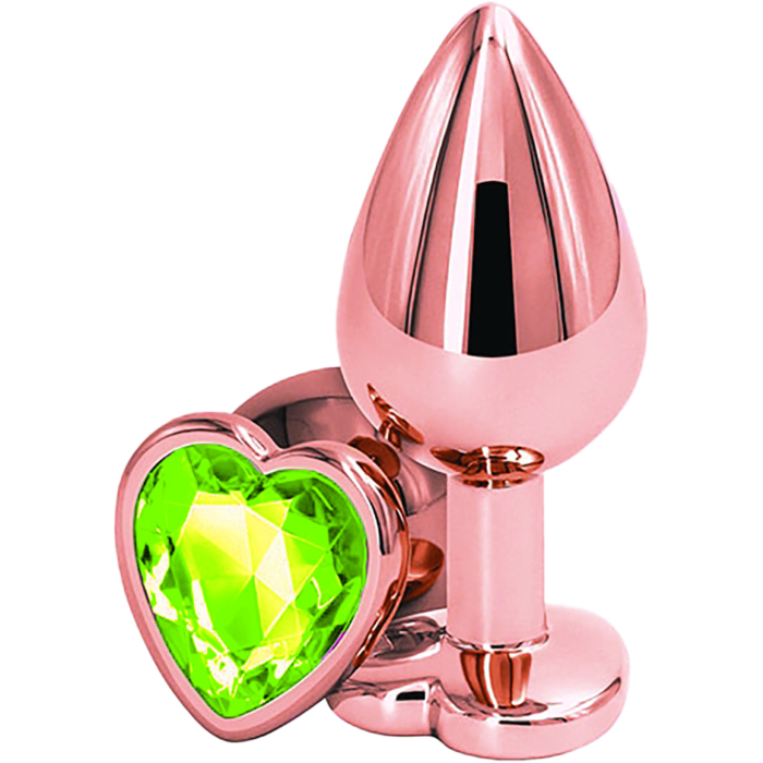 Πρωκτική σφήνα Brilliant Anal Plug medium, Rose Gold, Light Green Stone,