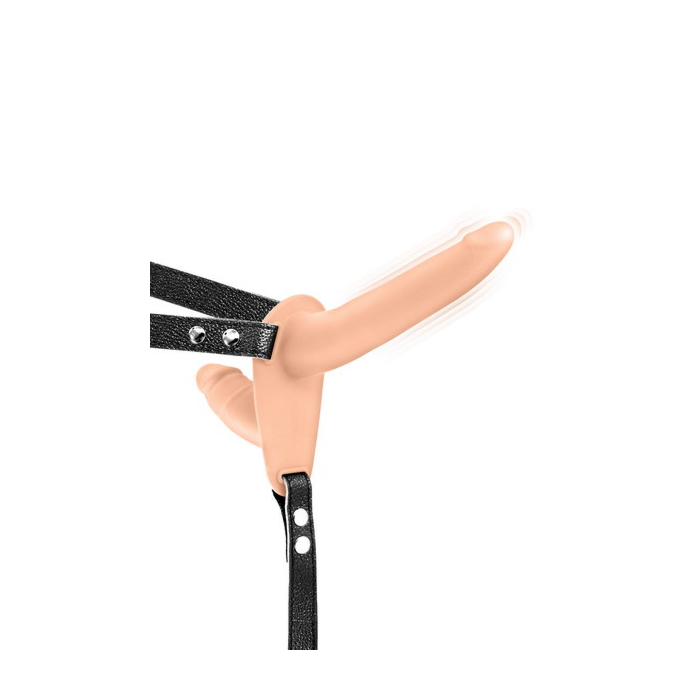Double Flesh Silicone Strap-on Harness Usb Vibrator 15"5 Cm