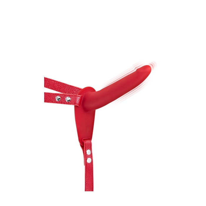 Simple Strap-On Ζώνη με Δονούμενο Dildo (Red) - Fetish Tentation