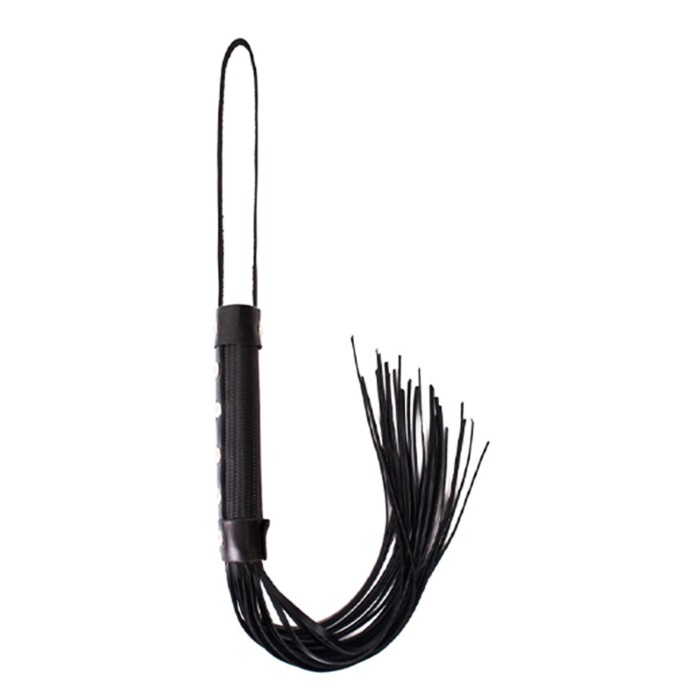 Black letaher with pressed kevlar patterned whip