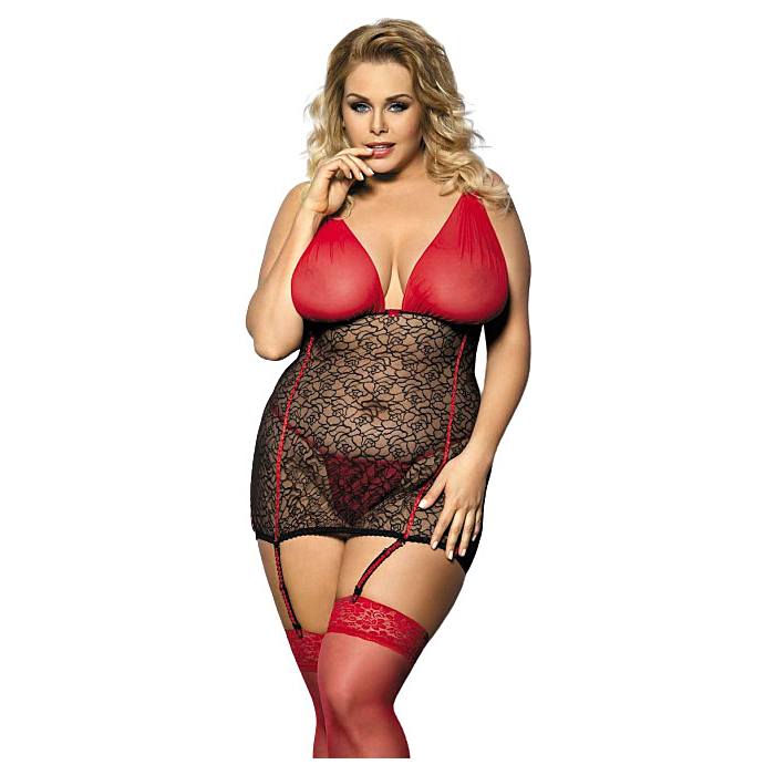 YAMMY black-red chemise Plus Size