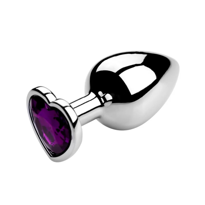 Butt plug with diamond heart purple ΜEDIUM