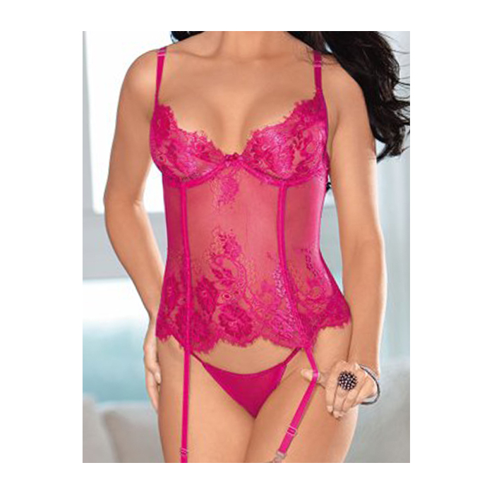 Corset with panties - Fuchsia - OS