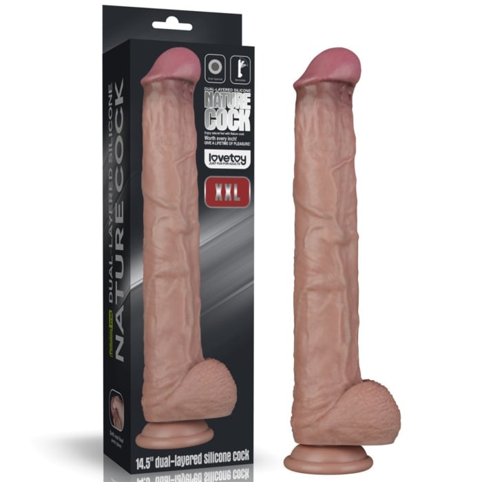 Lovetoy 14.5'' Dual Layered Bendable Silicone Cock XXL(Flesh)