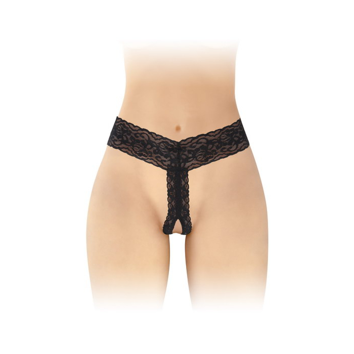 Black Lace Open Anita Thong -OS