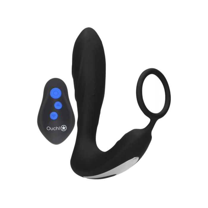 E-stim Vibrating Butt Plug & Cockring - Black