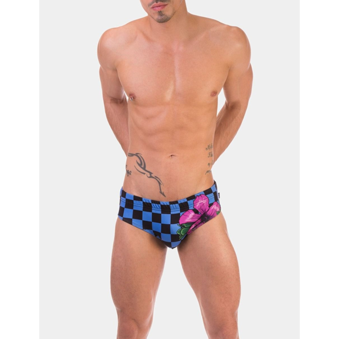 80S Flower Swim Brief - Black/White