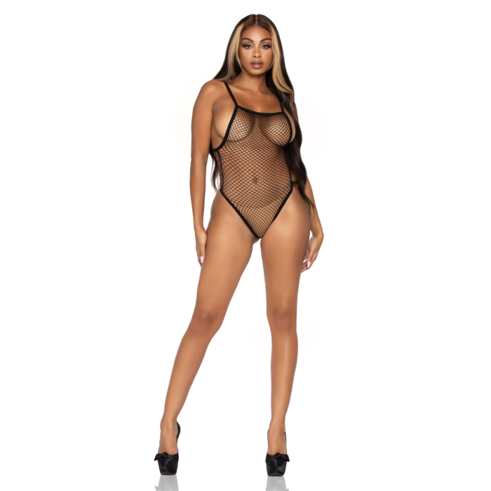 Αισθησιακό Fishnet Side Boob Teddy - Μαύρο by Leg Avenue