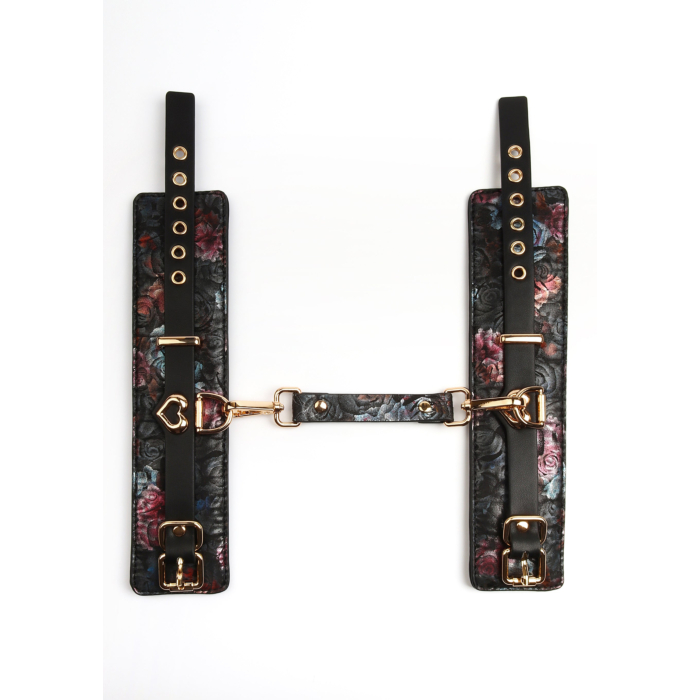 Geisha Floral Jacquard Wrist Cuffs - Black