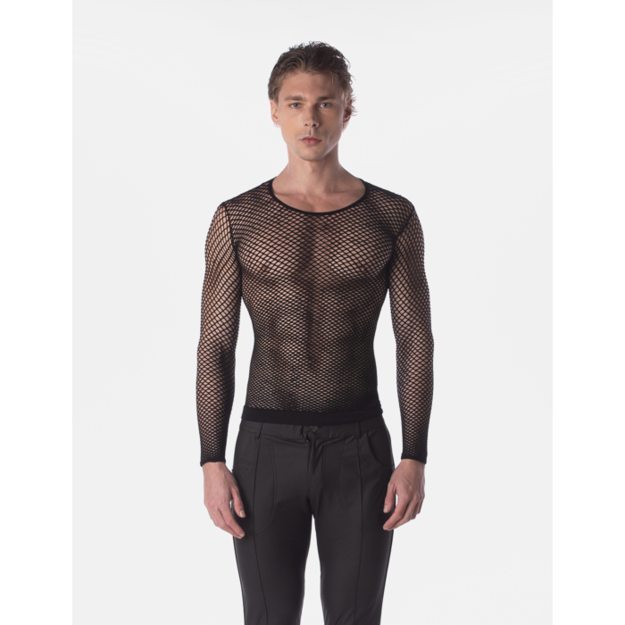 Barcode Berlin Fishnet Long Sleeve Capo Black