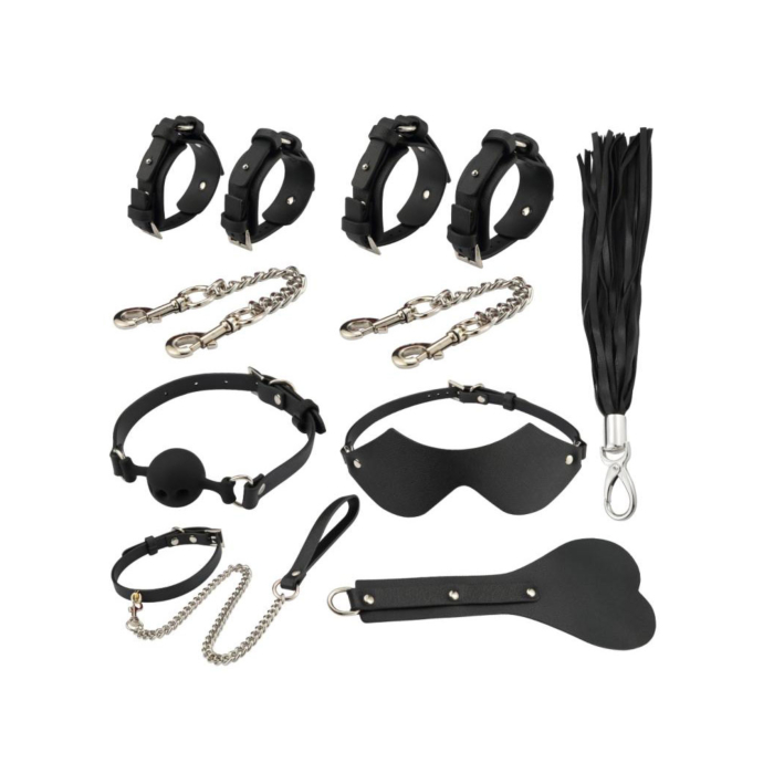Bondage Set από Vegan Δέρμα  (9-piece) - Μαύρο