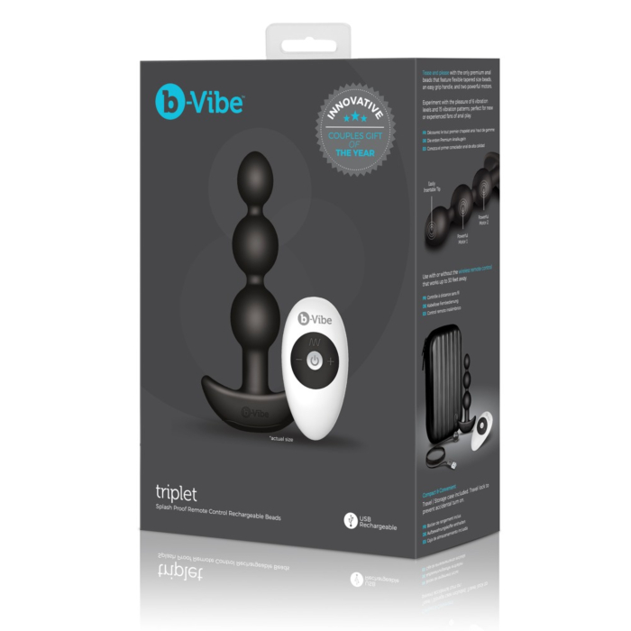b-Vibe Triplet Anal Beads Black Os