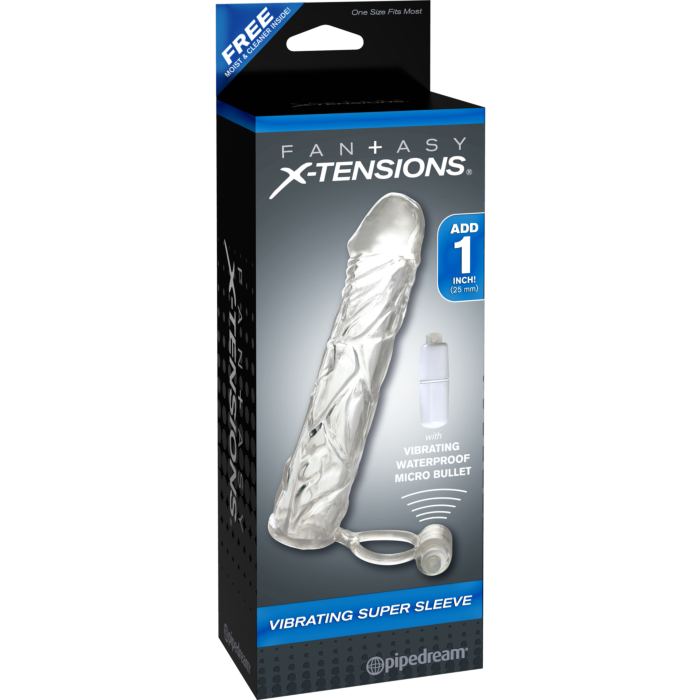 Fantasy X-tensions Vibrating Super Sleeve Transparent 1in