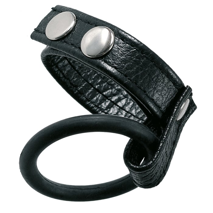 CalExotics Medium Leather Ball Spreader - Μαύρο Δέρμα