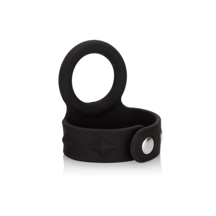 Δαχτυλίδι CalExotics 3-Snap Scrotum Ring - Large Μαύρο Σιλικόνη