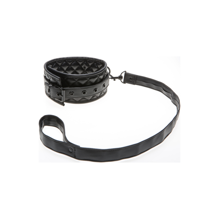 Αισθησιακό Quilted Collar με Leash Μαύρο - Allure