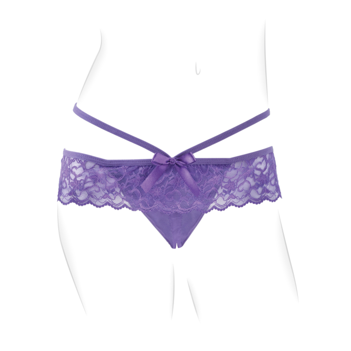 Δονητής με εσώρουχο Crotchless Thrill-Her Panty in Μωβ - Fantasy for Her