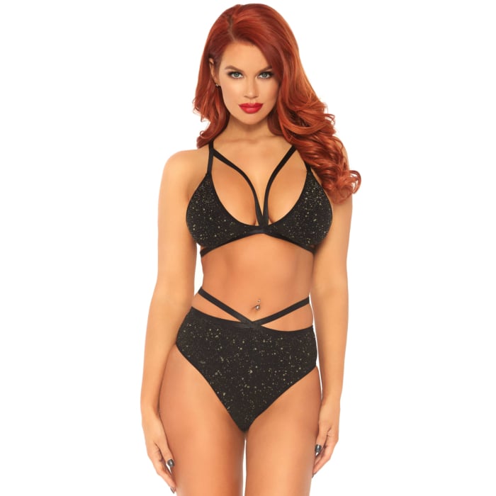 Lurex opaque bra and bottom - Leg Avenue