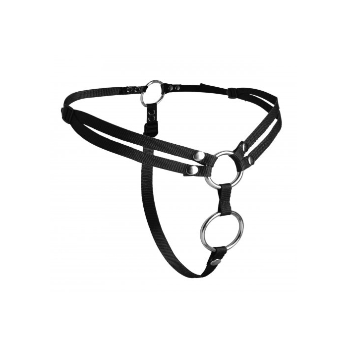 Διπλό στραπον Unity Double Penetration Strap On Harness - Μαύρο