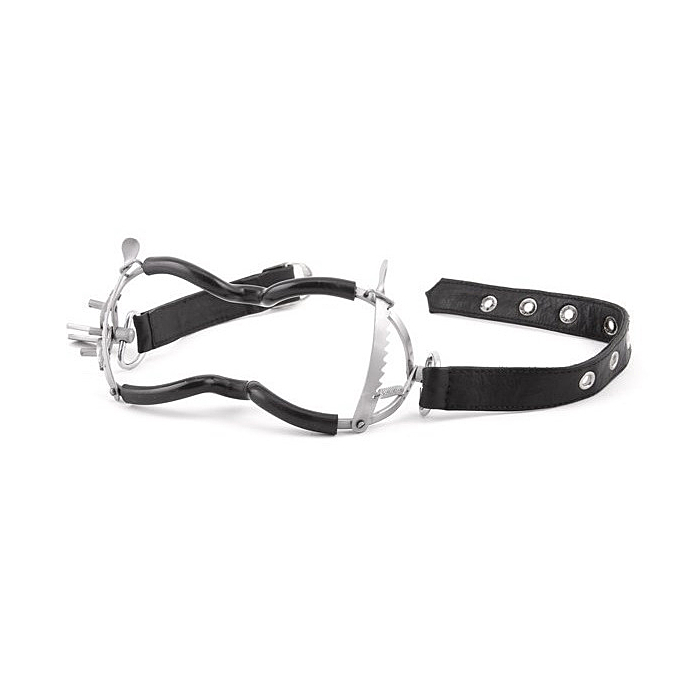 Black Label Whitehead Ratchet Mouth Gag With Leather Strap + PVC Coating