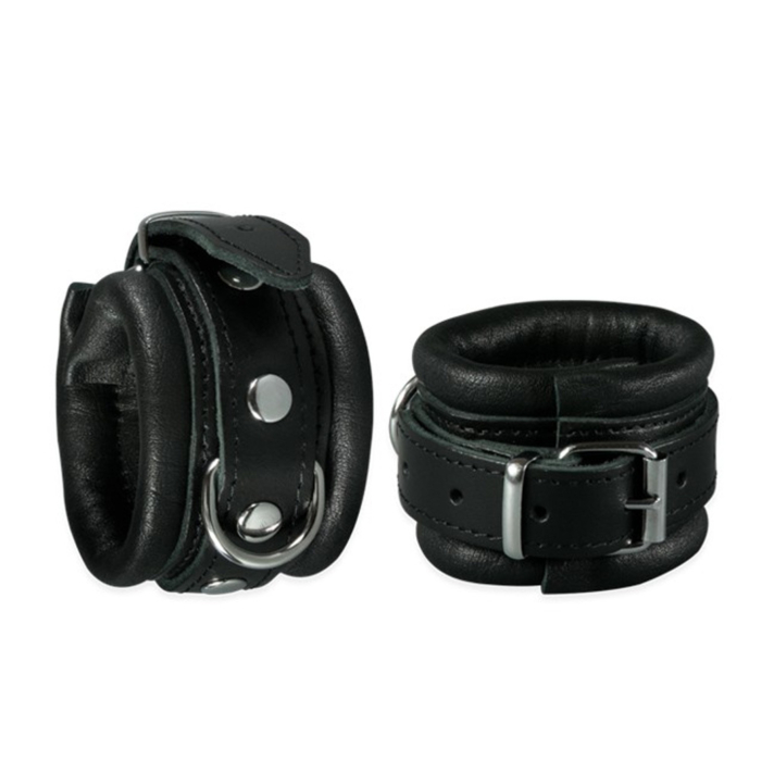 Kiotos Leather Handcuffs Black - 5 cm