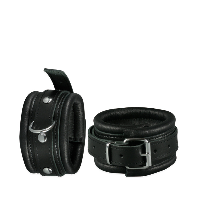 Leather Anklecuffs Black - 5 cm