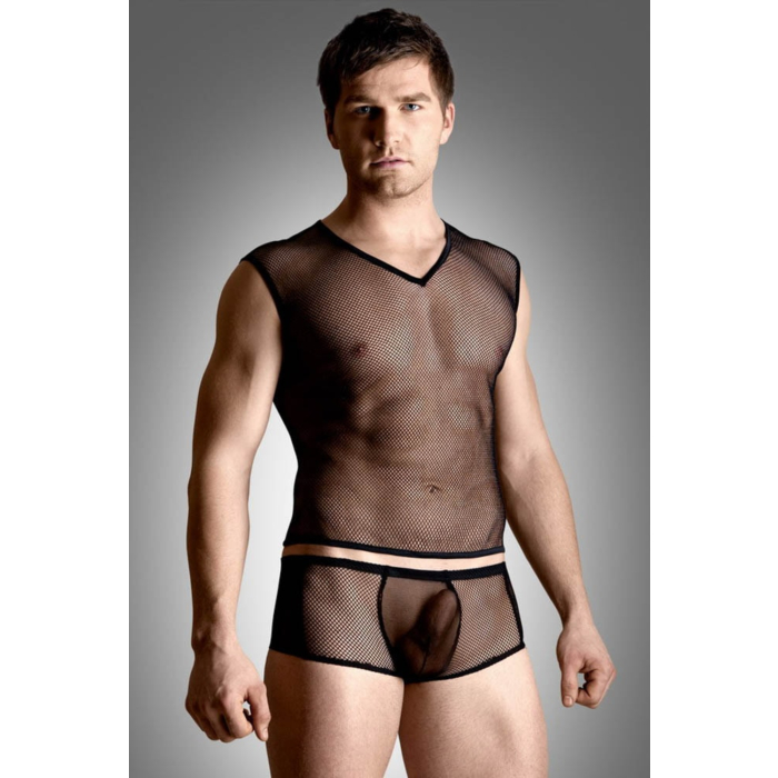 Net set - shirt and thong - black
