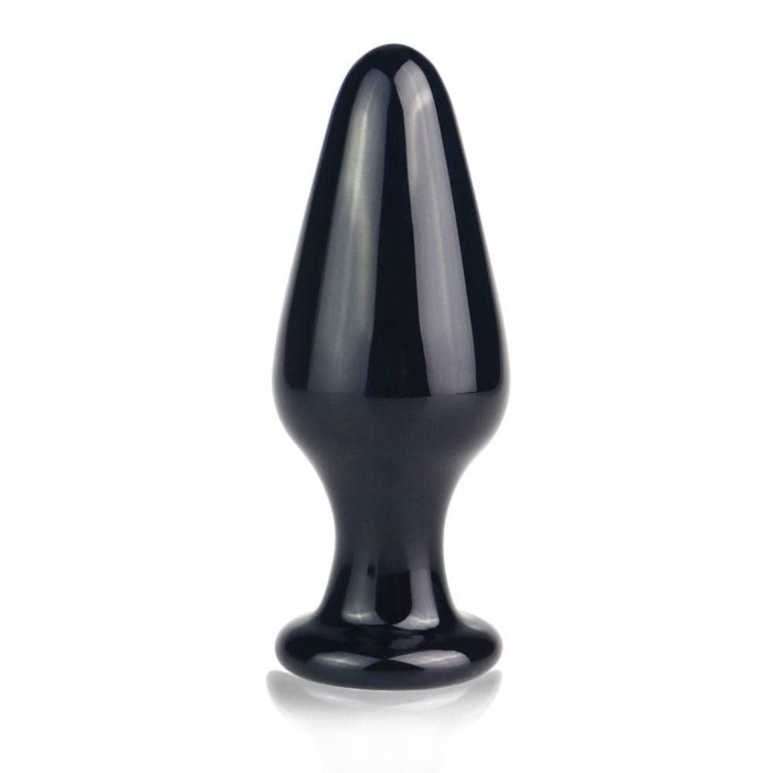 Γυάλινη Πρωκτική Σφήνα Glass Romance Classic Butt Plug Μαύρη - Lovetoy