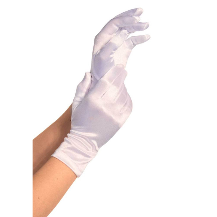Γάντια άσπρα σατέν Wrist 