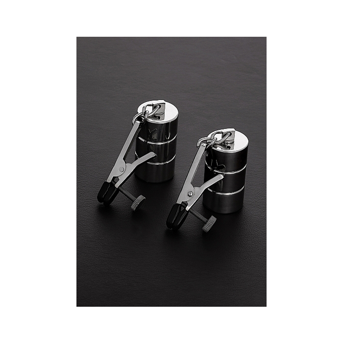 2 Ατσάλινα Ρυθμιζόμενα Κλιπσάκια Θηλών Nipple Clamps με Βαρίδια - Triune