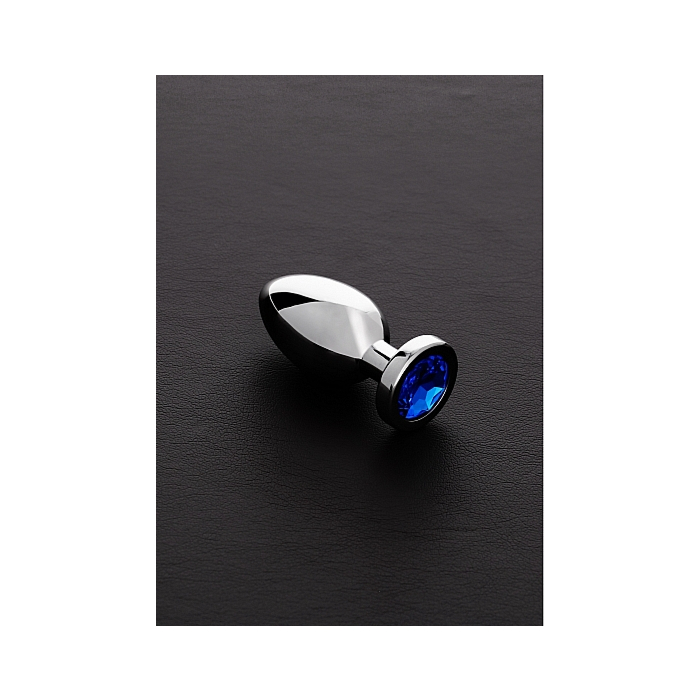 Jeweled Steel Butt Plug BLUE - Small