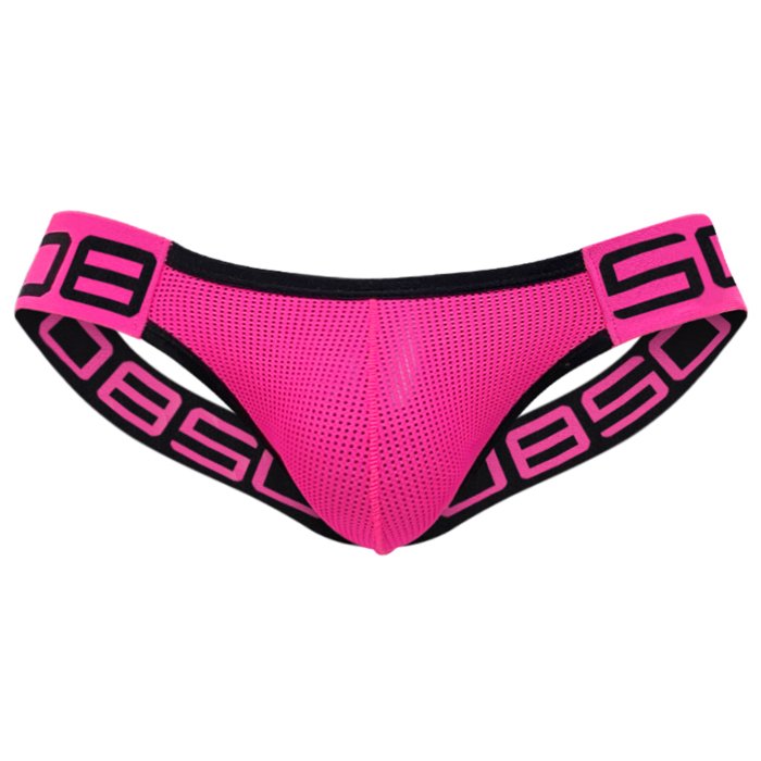 Mens Sexy Gay Underwear Briefs Jockstrap Low Rise Fuchsia