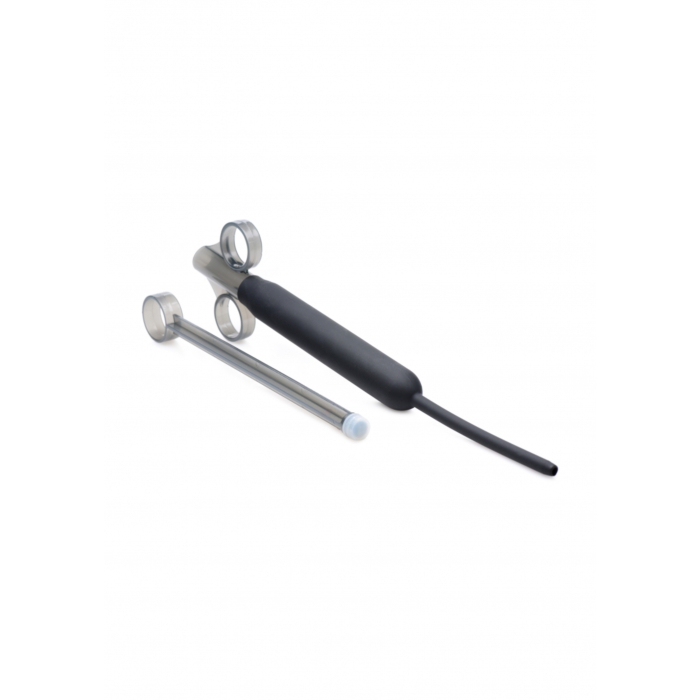 Silicone Ribbed Lube Launcher - Black